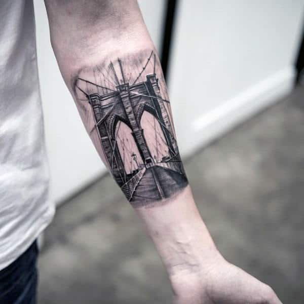 Inner Forearm Bridge Mens Unique Tattoo Designs