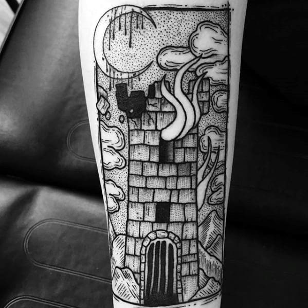 Inner Forearm Card Tower Tarot Guys Tattoos