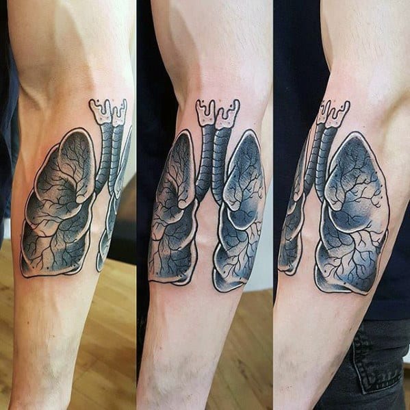 Inner Forearm Cool Male Lung Tattoo Designs