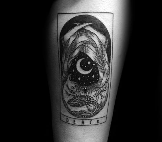 Inner Forearm Death Tarot Guys Tattoo Ideas