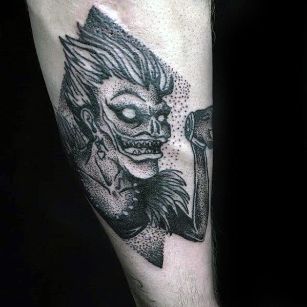 Inner Forearm Dotwork Masculine Death Note Tattoos For Men