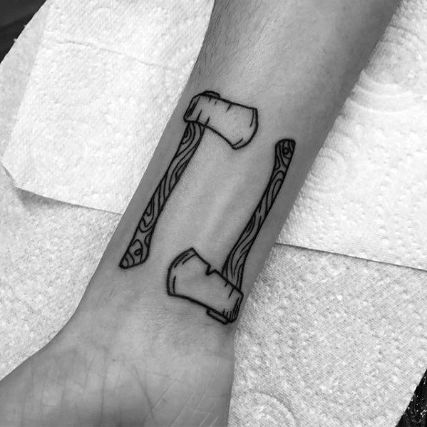 Inner Forearm Double Axe Guys Tattoo Ideas