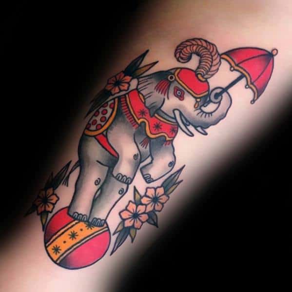 Inner Forearm Elephant Circus Mens Tattoo Ideas