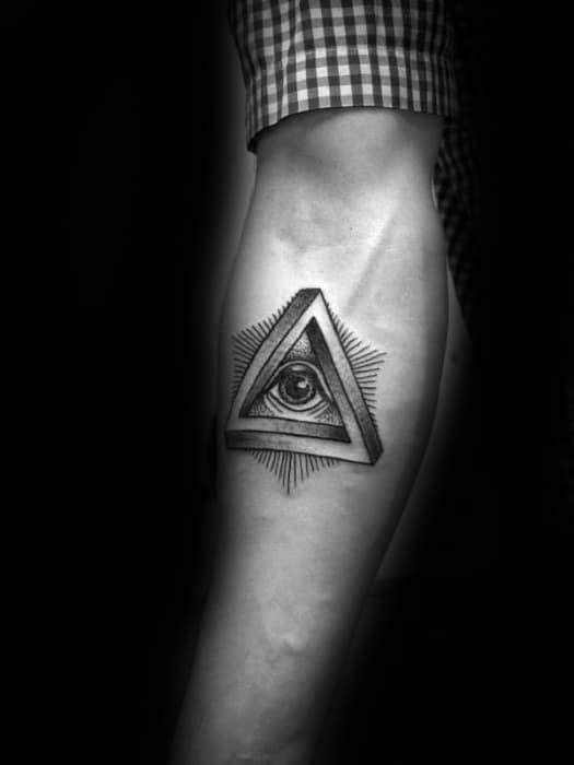 Inner Forearm Eye Penrose Triangle Tattoos Male