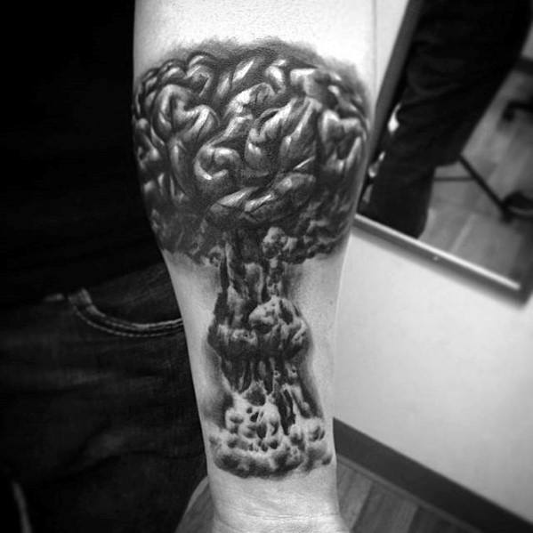 Inner Forearm Guys Mushroom Cloud Tattoo Designs
