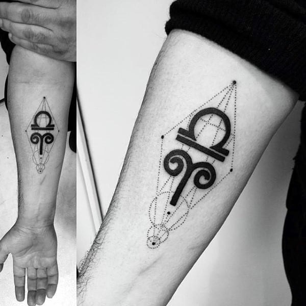 Inner Forearm Libra Geometric Inner Forearm Tattoos For Men
