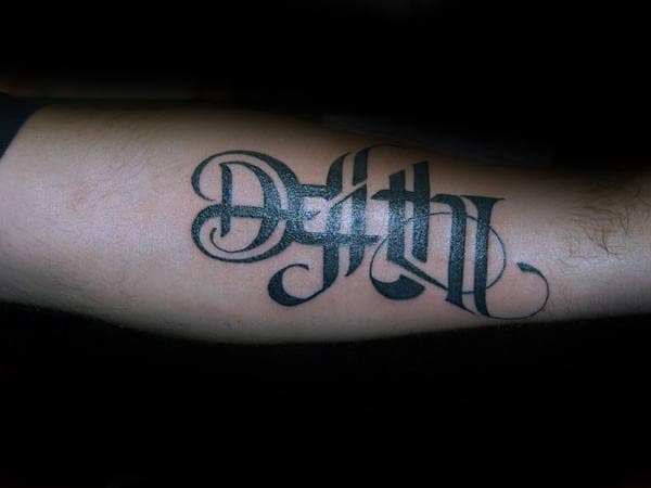 Inner Forearm Life Death Black Ink Male Tattoos