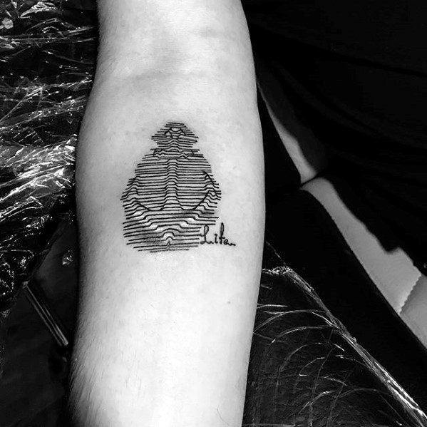 Abstract anchor tattoo with a unique line art design, creating an illusion of depth and texture, symbolizing stability and a connection to the sea.