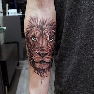 Inner Forearm Lion Tattoos For Males