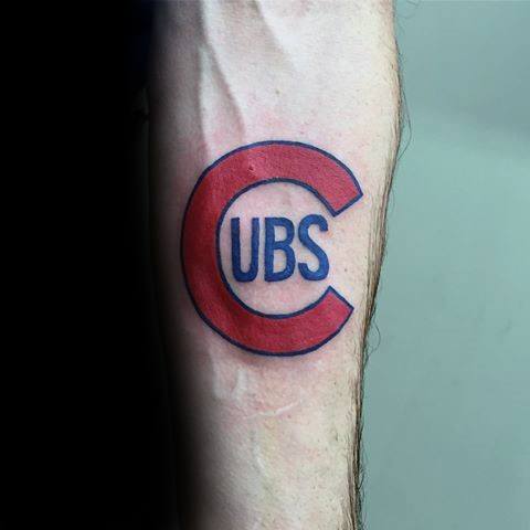 Inner Forearm Logo Chicago Cubs Mens Baseball Tattoo Ideas