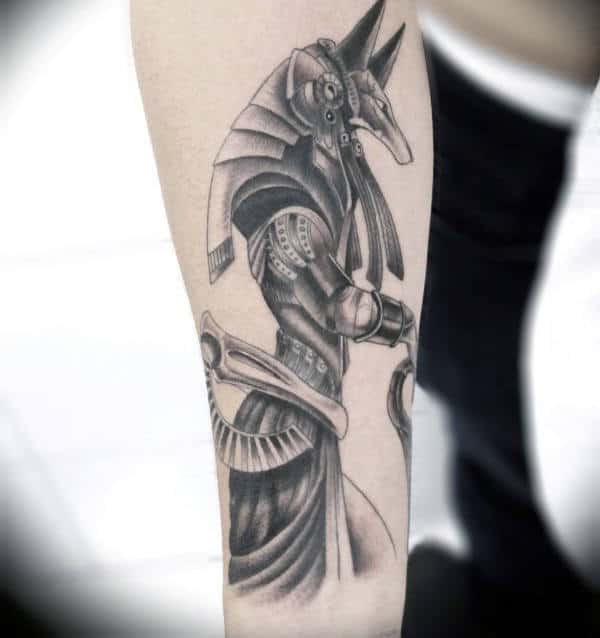 Inner Forearm Male Anubis Tattoos