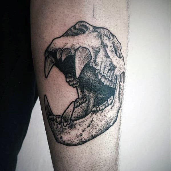 Inner Forearm Male Bear Skull Tattoos