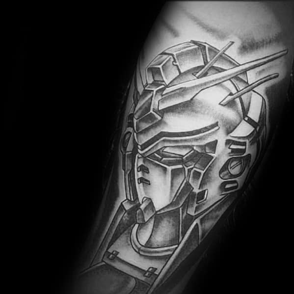Inner Forearm Male Gundam Tattoo Design Inspiration