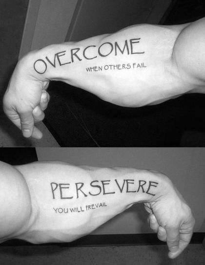Inner Forearm Male Persevere Overcome Tattoo Ideas