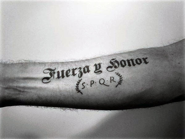 Inner Forearm Male Spqr Rome Tattoo Design