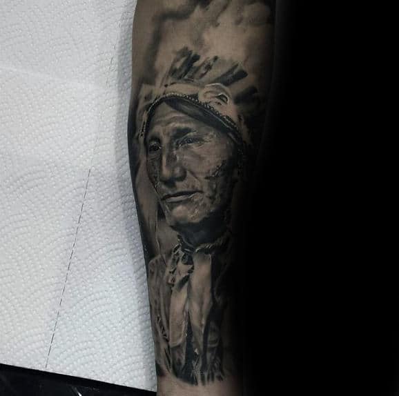 Inner Forearm Mens Native American Indian Tattoos