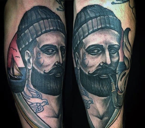 Inner Forearm Mens Sailor Tattoos Designs