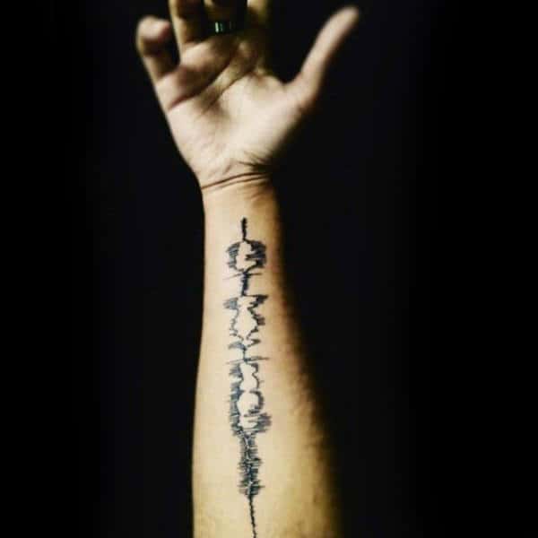 Inner Forearm Mens Soundwave Tattoo Design Inspiration