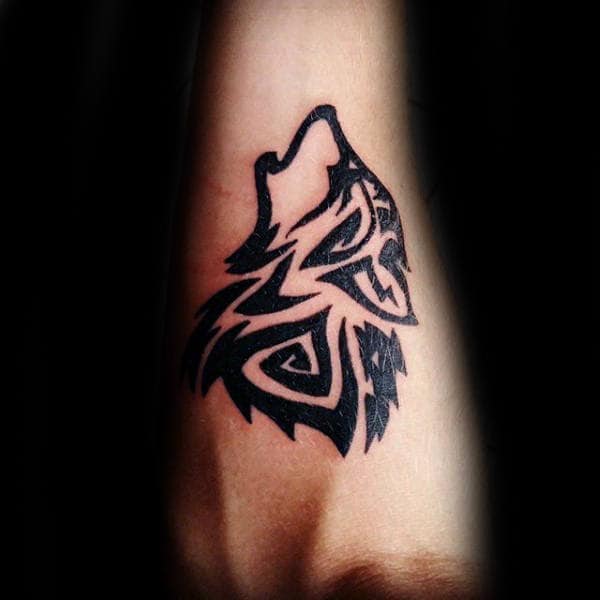 Inner Forearm Mens Tribal Wolf Tattoos