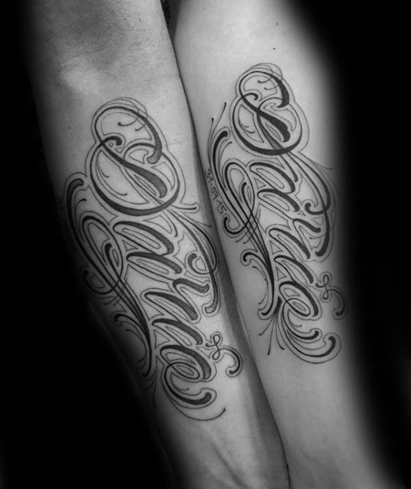 Inner Forearm Names Mens Tattoos
