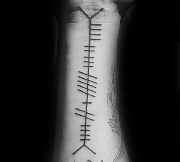 Inner Forearm Ogham Male Tattoo Ideas
