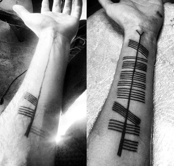 Inner Forearm Ogham Tattoo Designs For Guys