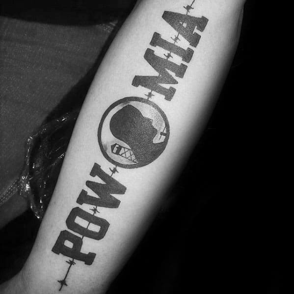 Inner Forearm Pow Mia Mens Tattoo Ideas