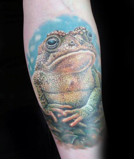 Inner Forearm Realistic 3d Male Toad Tattoo Ideas