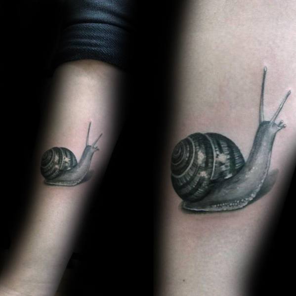 Inner Forearm Realistic Snail Tattoo Ideas On Guys