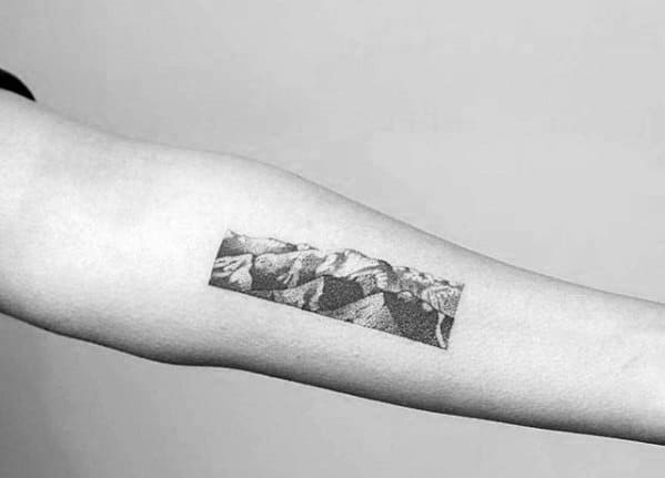 Inner Forearm Rectangle Detailed Guys Small Nature Tattoo Ideas