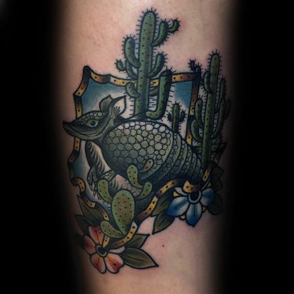 Inner Forearm Retro Armadillo Guys Tattoo Designs