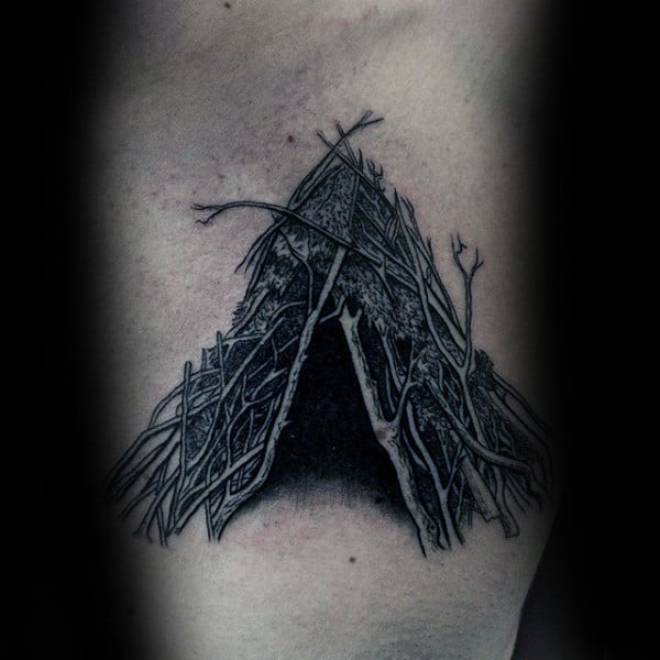 Inner Forearm Rough And Spikey Sick Tent Tattoo For Men
