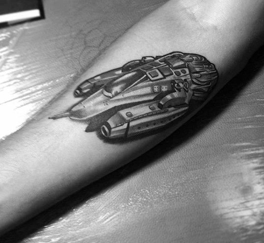 Inner Forearm Shaded Spaceship Inner Forearm Guys Tattoos