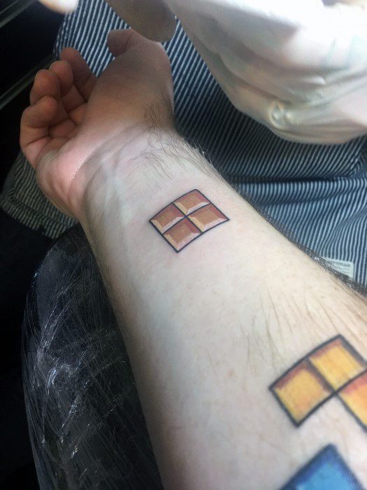Inner Forearm Simple Tetris Male Tattoos