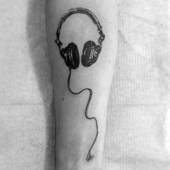 Inner Forearm Small Headphones Mens Tattoo Ideas