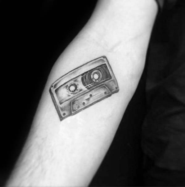 Inner Forearm Small Simple Cassette Tape Tattoos For Men