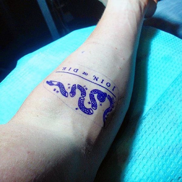 Inner Forearm Small Simple Mens Join Or Die Tattoos