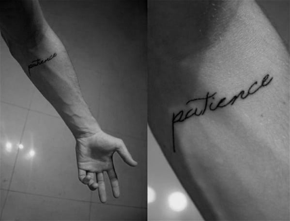 Inner Forearm Small Simple Patience Mens Tattoo Designs