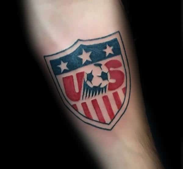 Inner Forearm Soccer Usa Logo Symbol Tattoo For Men