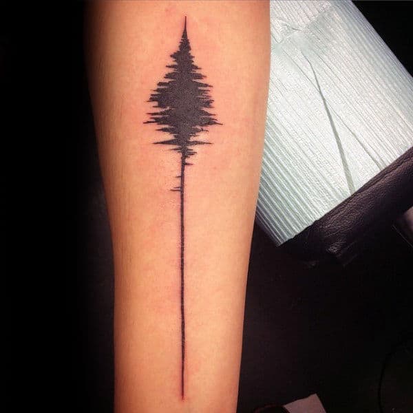 Inner Forearm Soundwave Tree Tattoos For Men