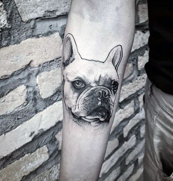 Inner Forearm Tattoo Of Bulldog Head For Gentlemen