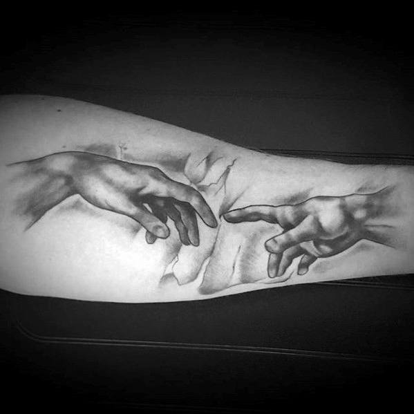 Inner Forearm The Creation Of Adam Male Tattoos