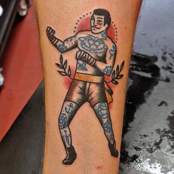 Inner Forearm Traditional Boxer Guys Tattoo Ideas