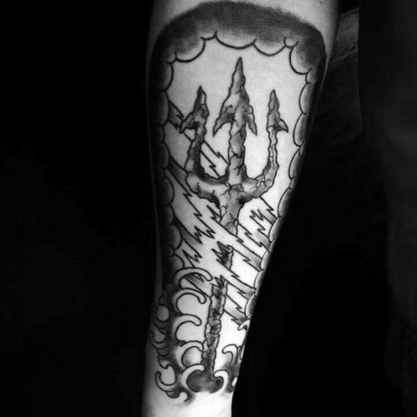 Inner Forearm Trident Tattoo Designs For Guys