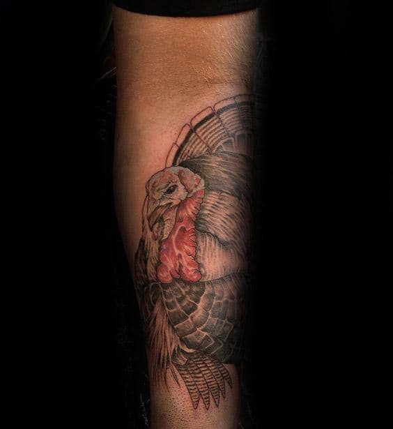 Inner Forearm Turkey Tattoo On Male
