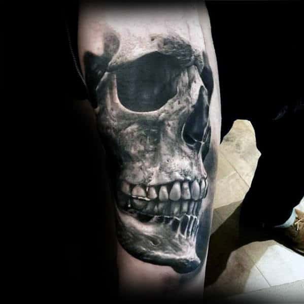 Inner Forearm Ultra Realistic 3d Mens Skull Tattoos