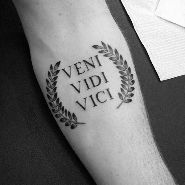 Inner Forearm Veni Vidi Vici Male Tattoo