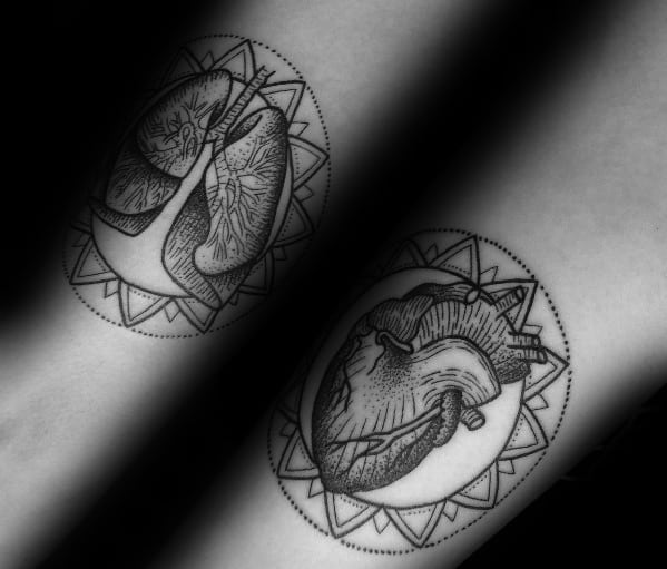 Inner Forearms Geometric Lung Tattoos For Gentlemen
