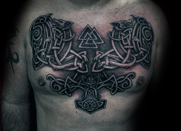 Insane Dotwork Mens Upper Chest Celtic Knot Tattoo Ideas