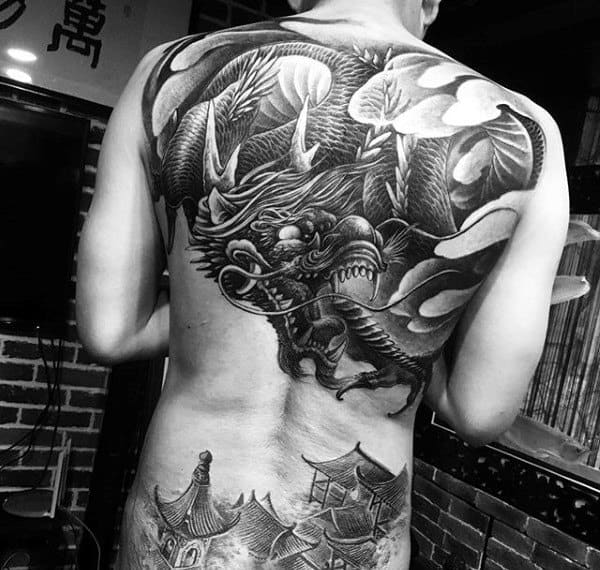 Insane Full Back Chinese Dragon Tattoo On Gentleman
